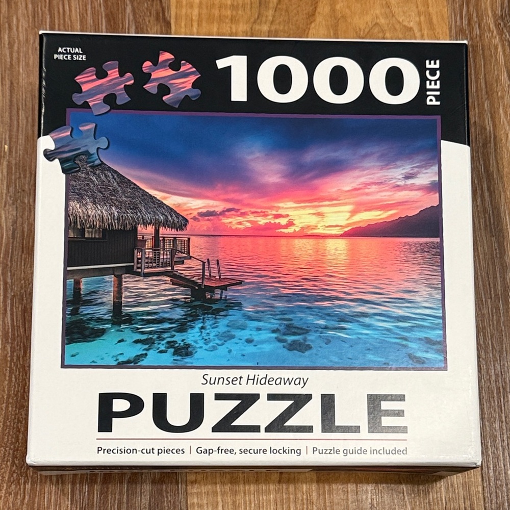 Sunset Hideaway 1000-Pieces Jigsaw Puzzle (with puzzle guide)(29”W x 20”H)(EUC)